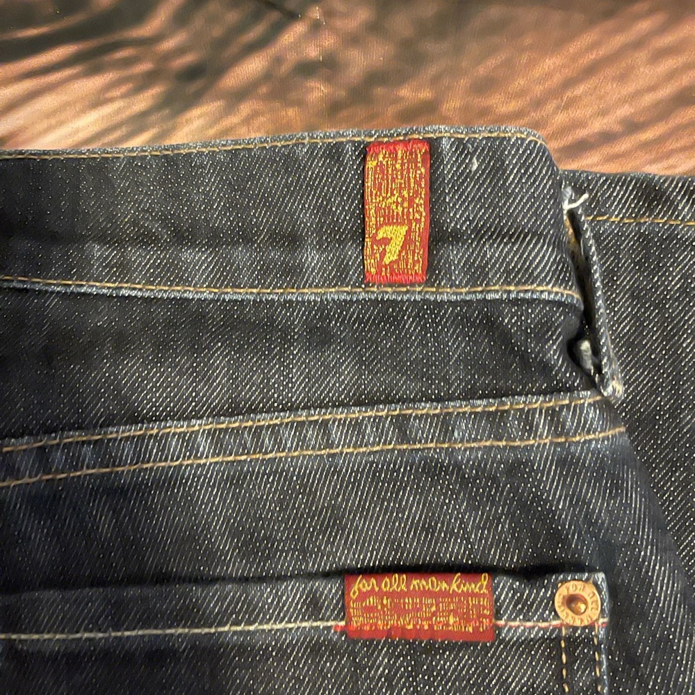 7 FOR ALL MANKIND JEANS BLUE EMBROIDERED on BACK POCKET, U 190B080U080U Size 28 - Picture 2 of 8